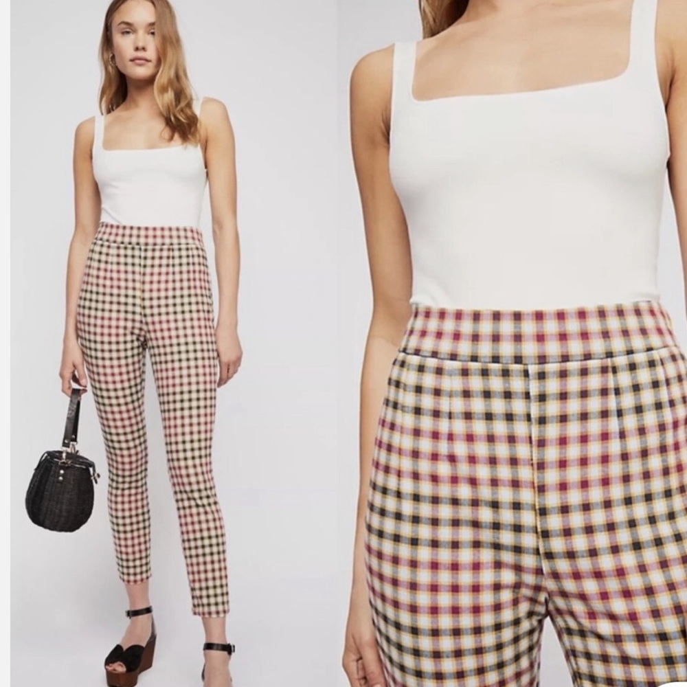 Free People Ella Kick Skinny Plaid Pants Size 25